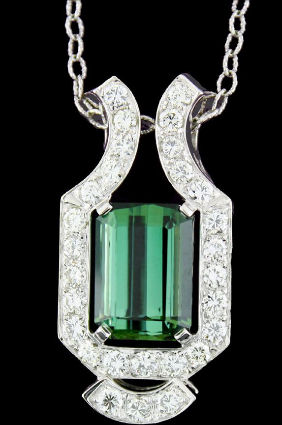 Reversable pendant with Tourmaline and diamonds se