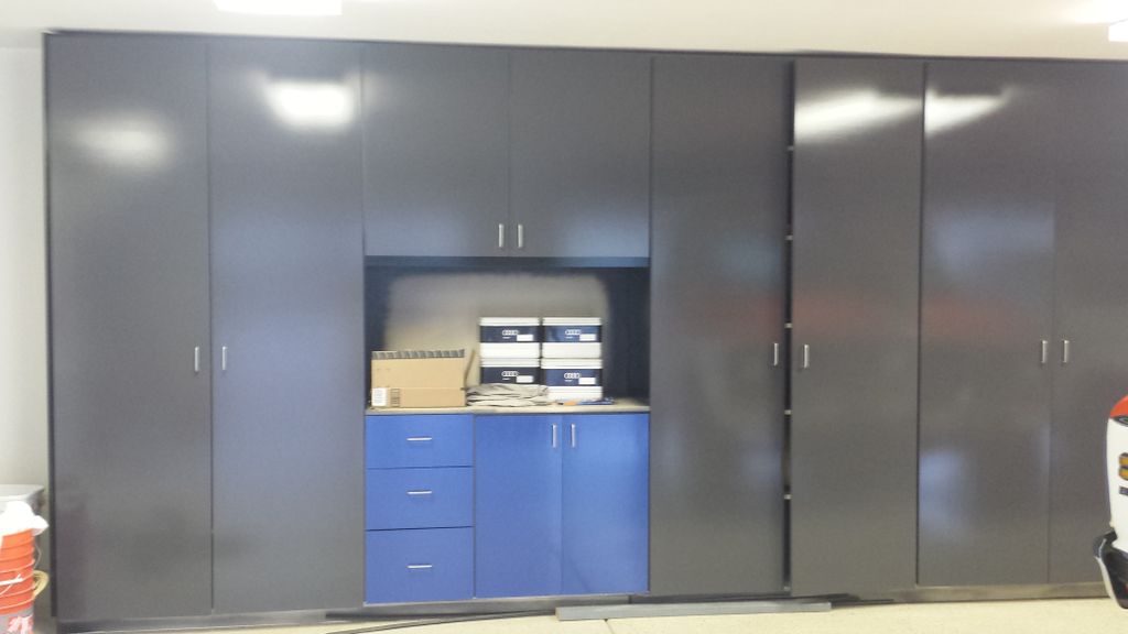 Same cabinets after prep, prime and partially comp