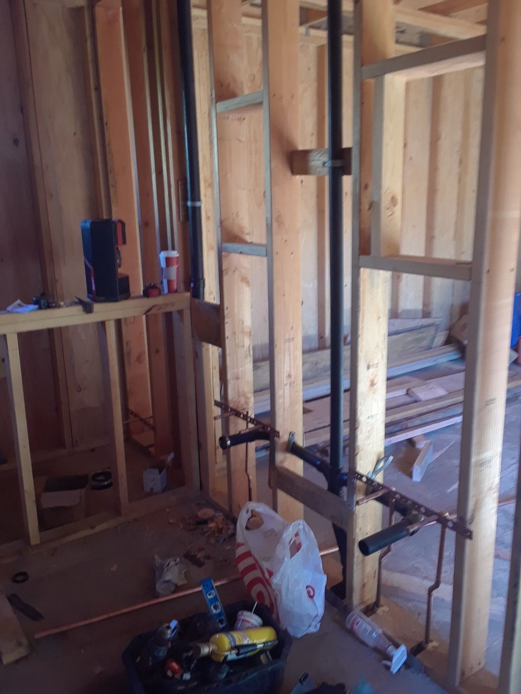 double lavatory install (waste and water)