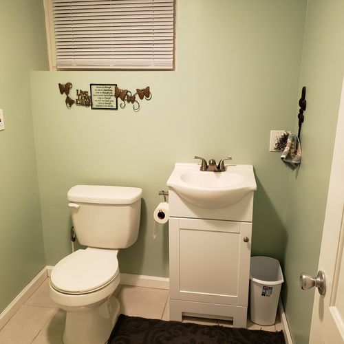 Finished/fixed my basement bathroom in a quick tim