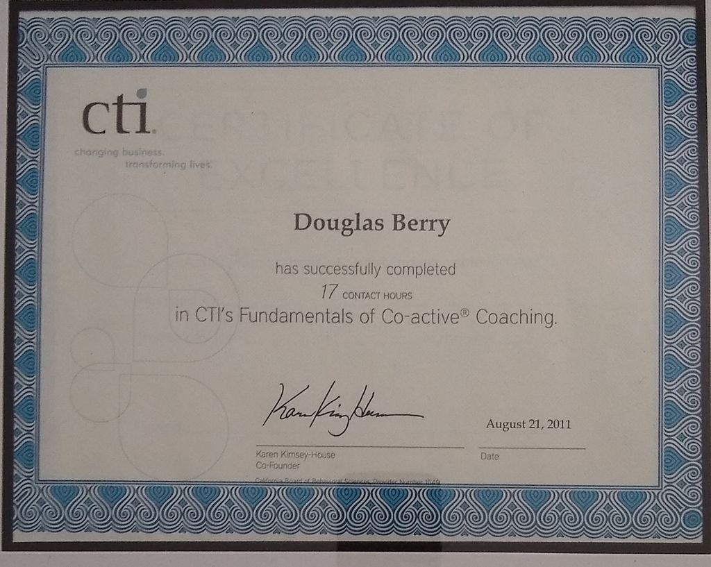 certification of CTI fundamentals of Co active coa