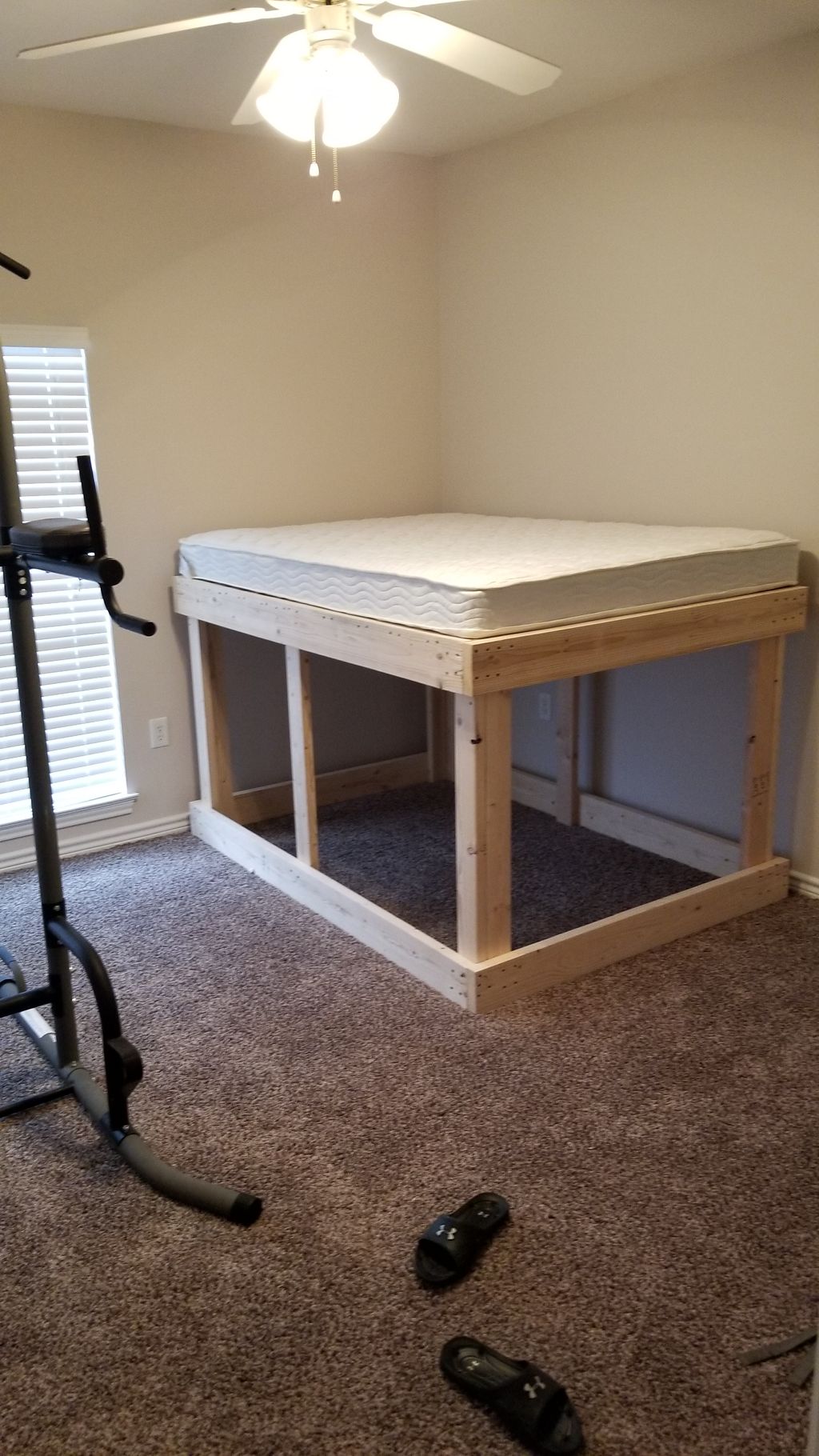 Full size bed with storage space under