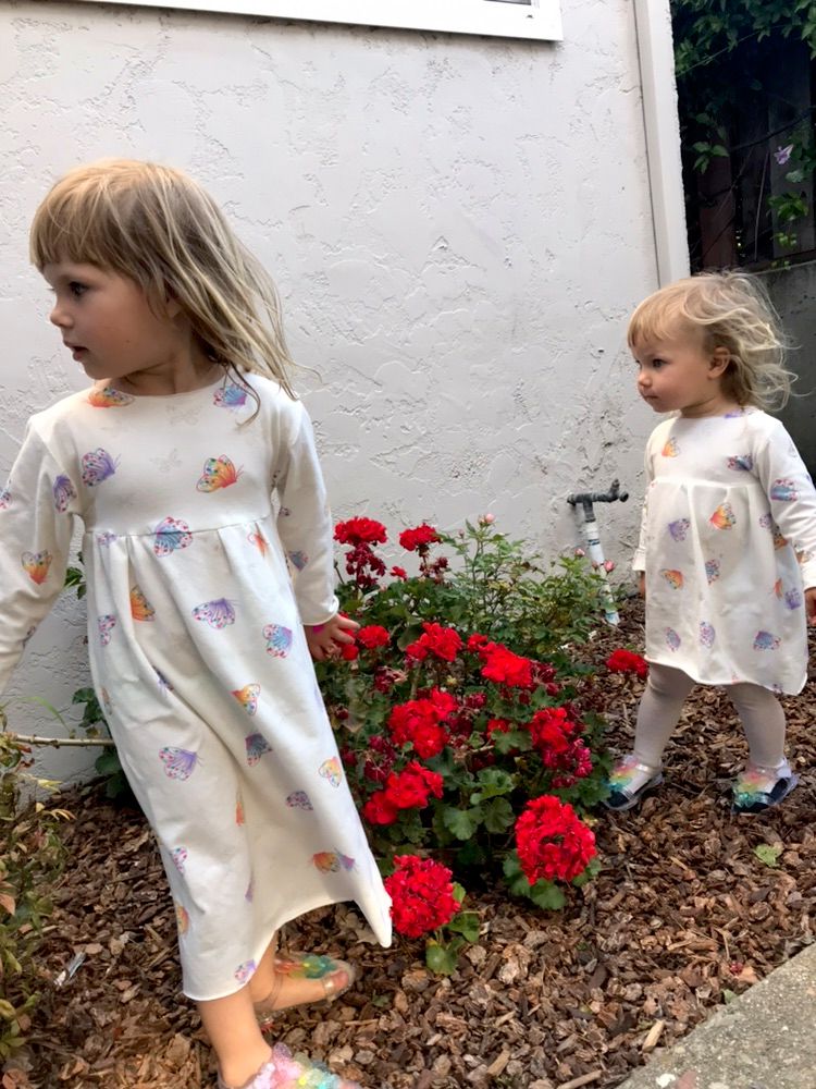 Bunny sisters rocking simple cotton jersey dresses