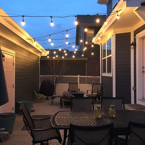 Back patio cable stringed LED lights added
