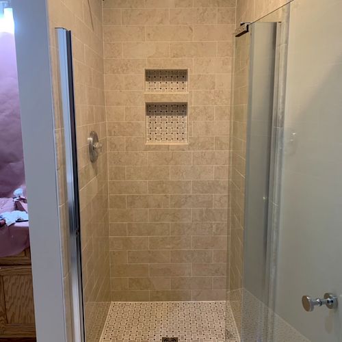 Marble standing shower remodel