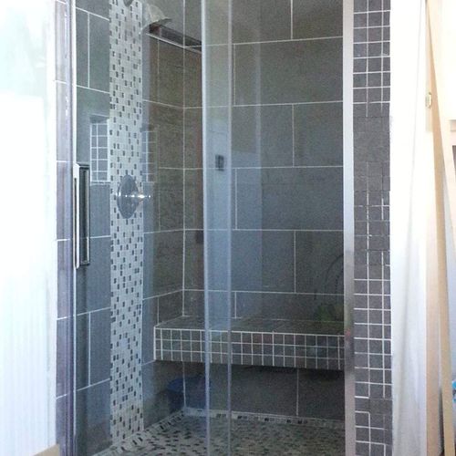 Finished tile and shower installation