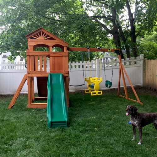 Thomas installed a swing-set for us and did an exc
