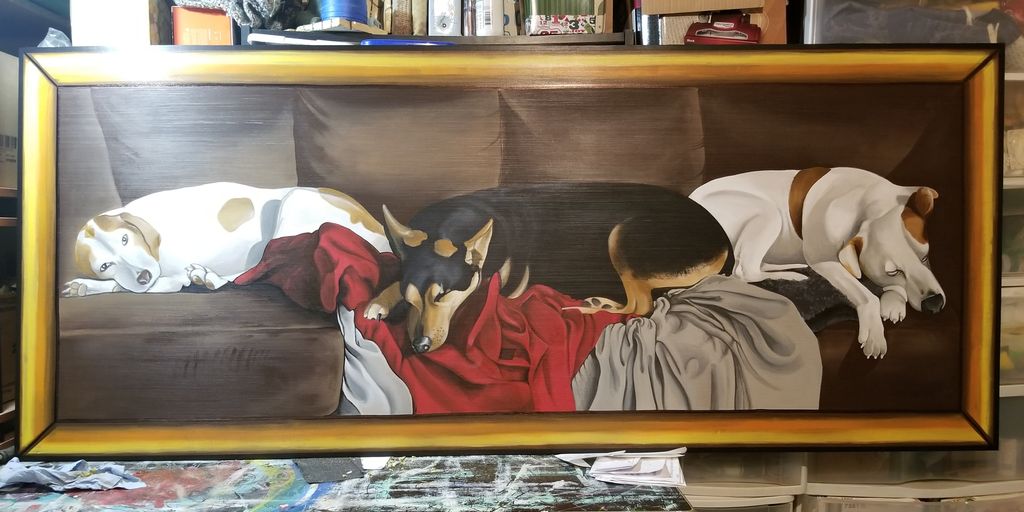 Not a mural but painting of dogs done for a dog sp