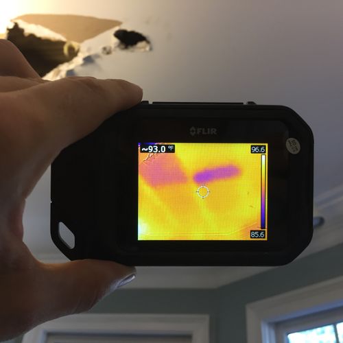 Infrared camera showing hidden water damage.