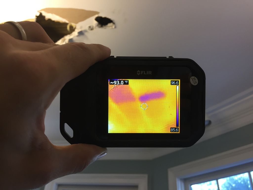 Infrared camera showing hidden water damage.