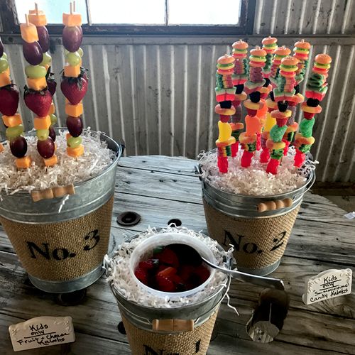 Candy skewers on kids table
