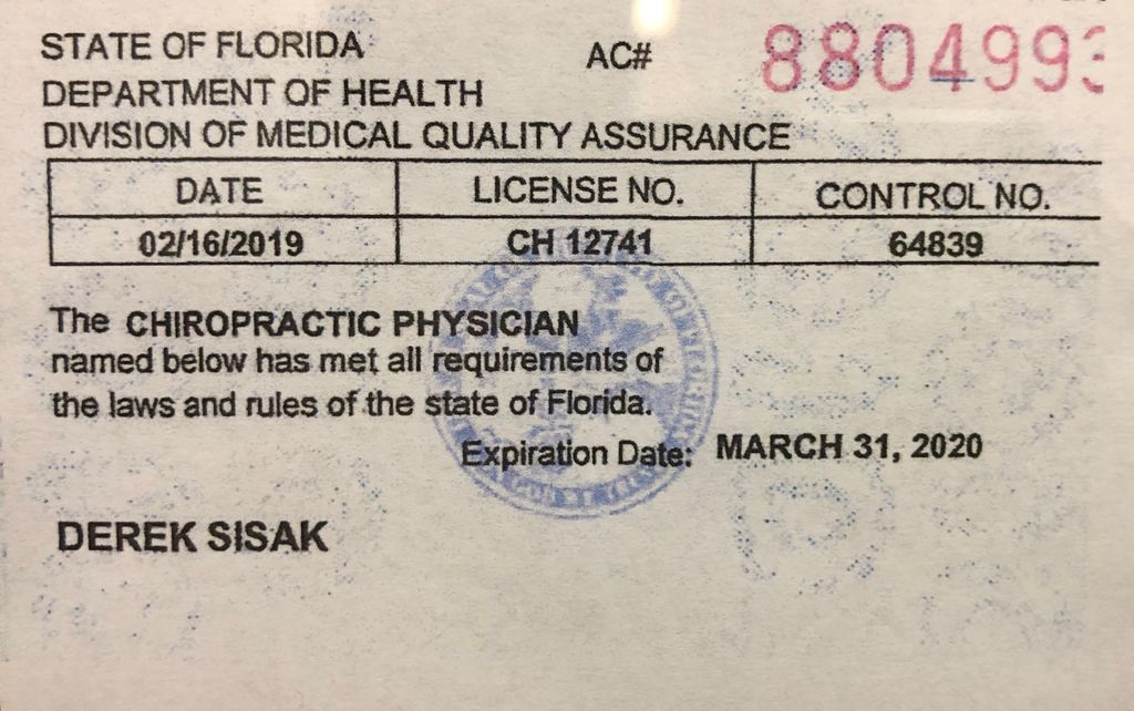 Chiropractic License