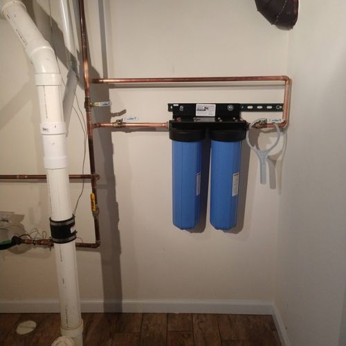 Installed 20" 2 canister whole house filtration sy