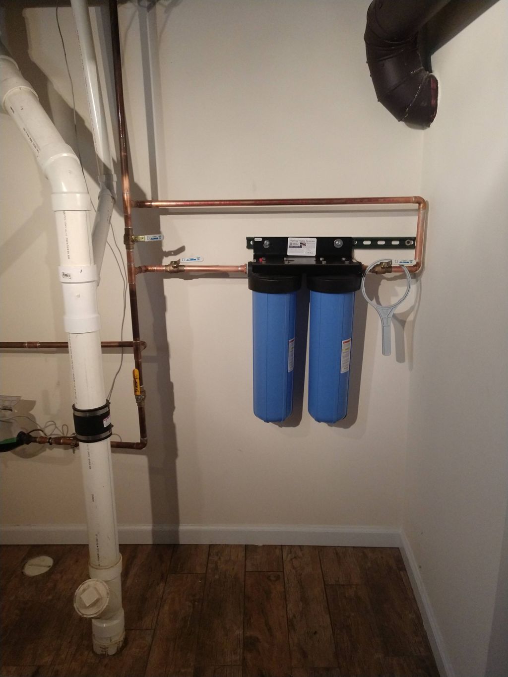 Installed 20" 2 canister whole house filtration sy