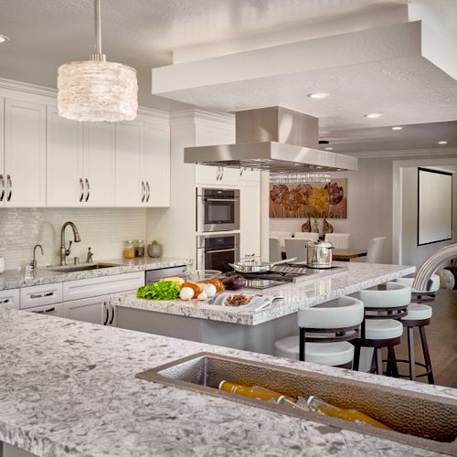 White and taupe contemporary kitchen
