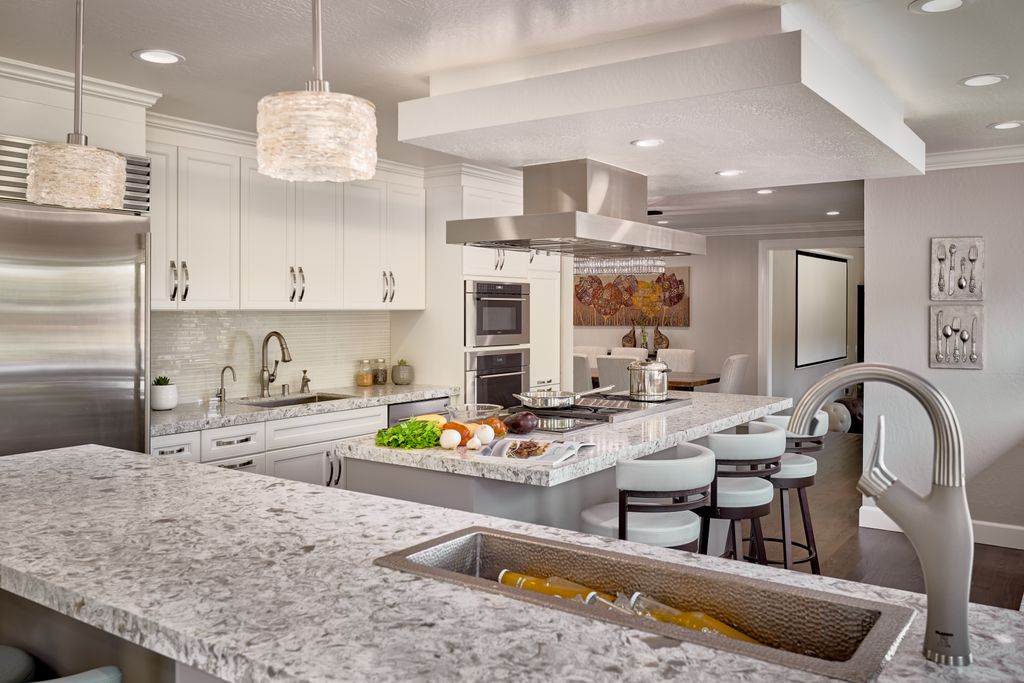 White and taupe contemporary kitchen