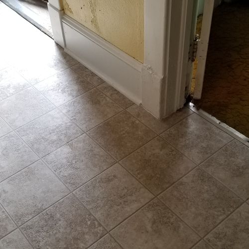After picture of water damaged floor, floor joists