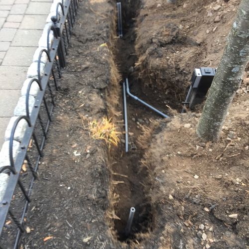 Underground pipe for Blueback Square garden beds