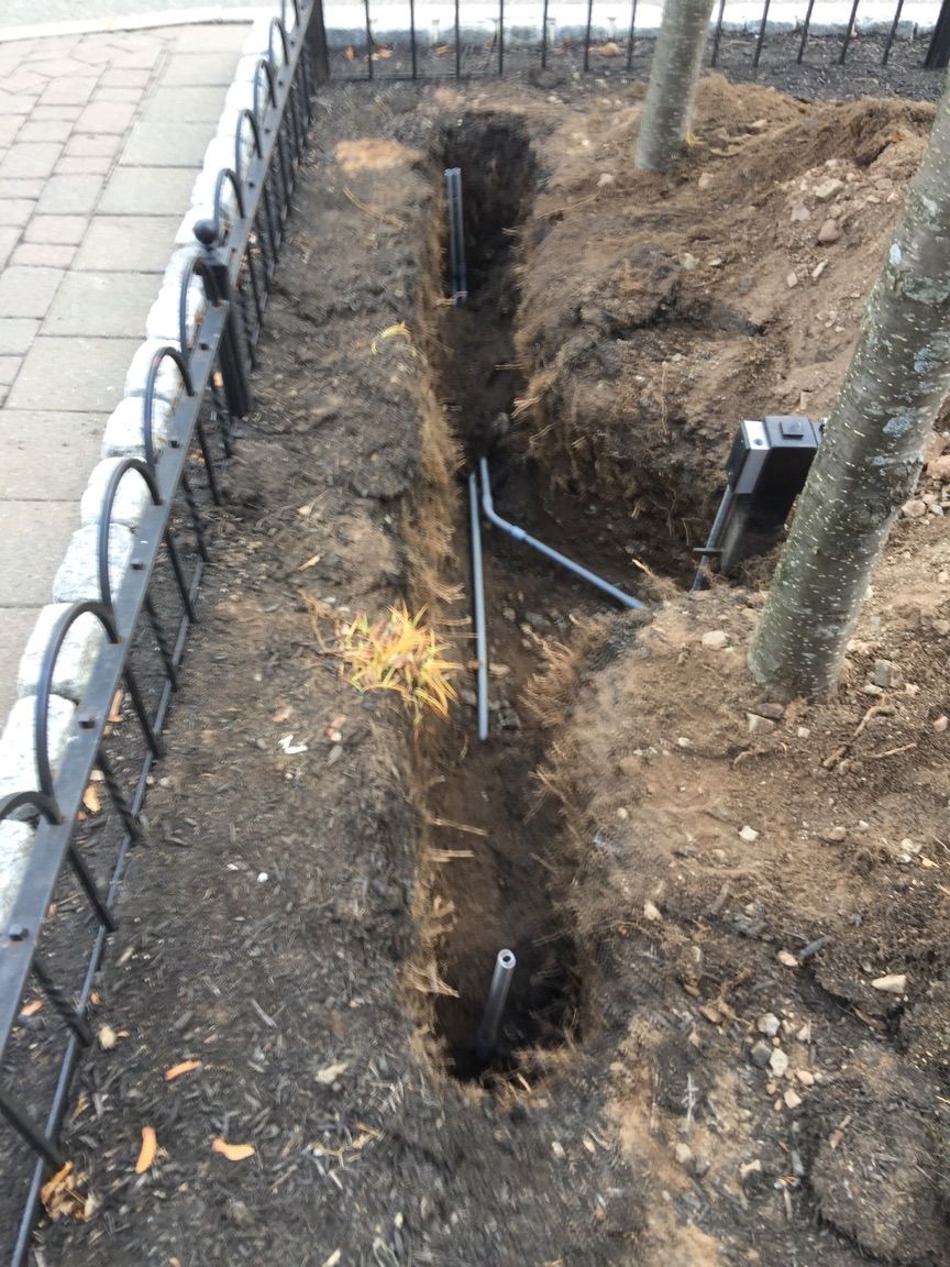 Underground pipe for Blueback Square garden beds