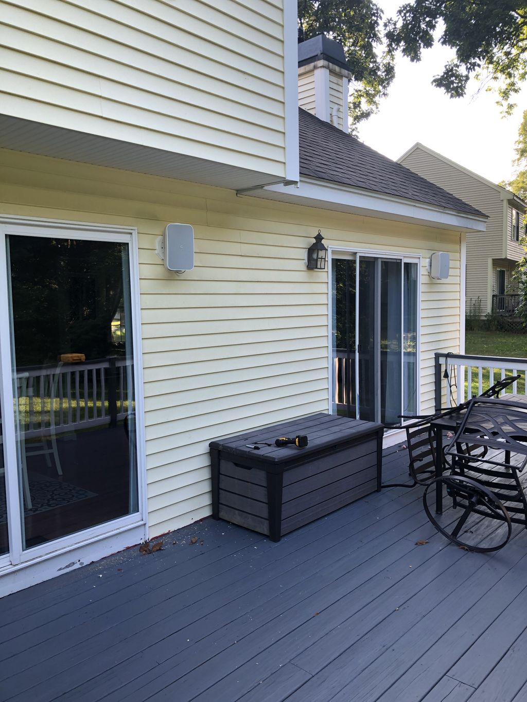 Speakers added to back porch 