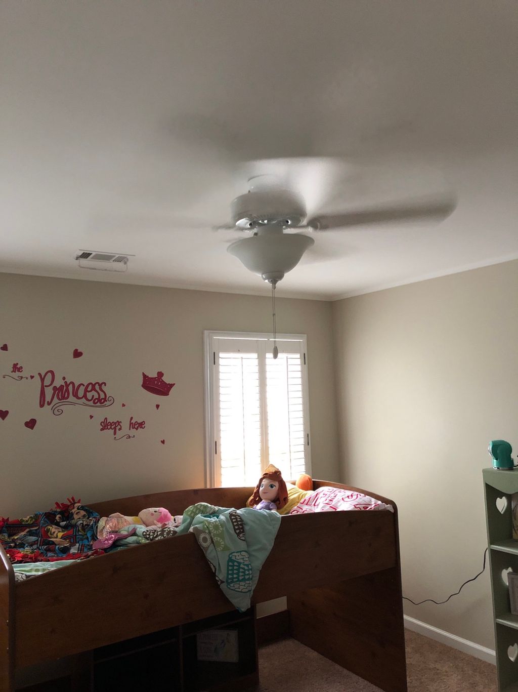 Ike put in two ceiling fans, one of which was to r