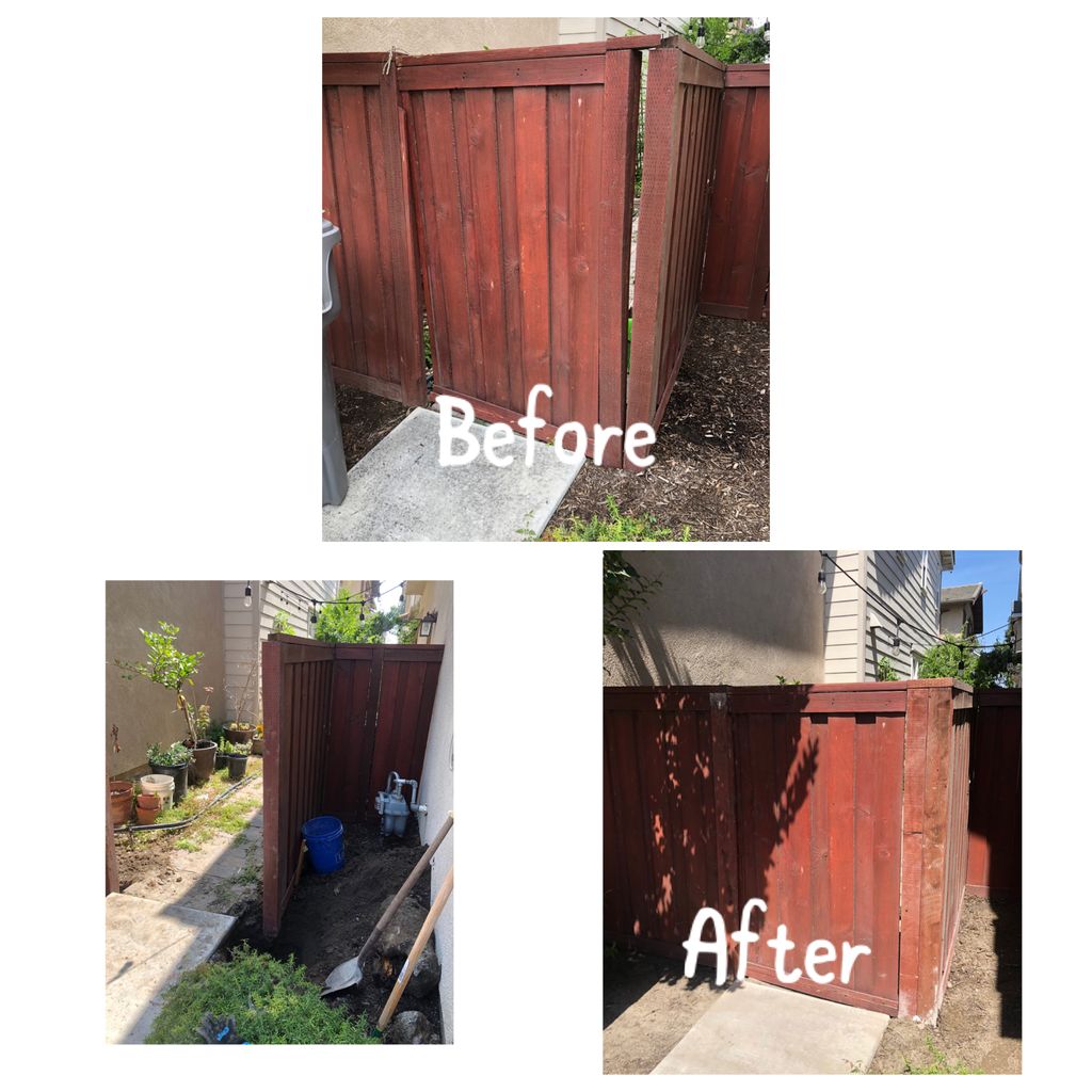 Replace 4x4s that were rotten and door was draggin