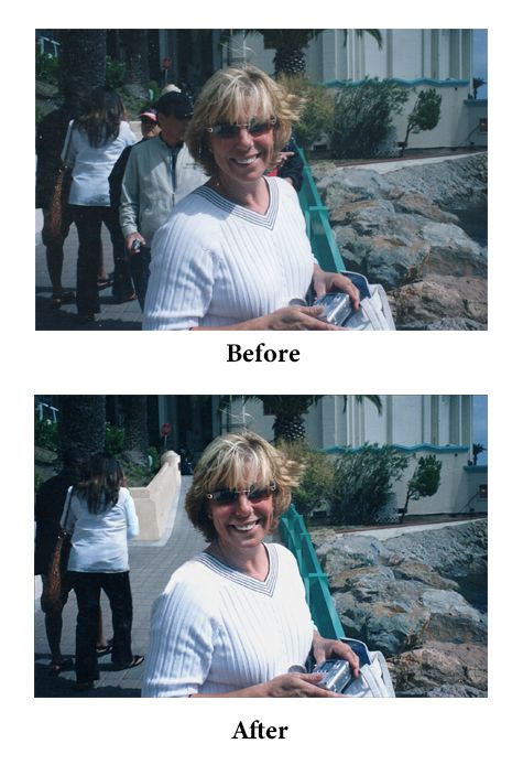 Removed people and restored background around woma