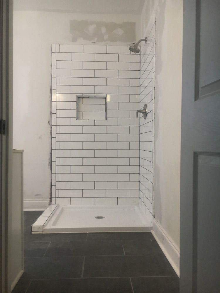 Master bathroom remodel. New tile floor, shower, b
