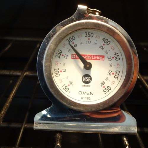 The oven was tested at a setting of 350°F.  The no