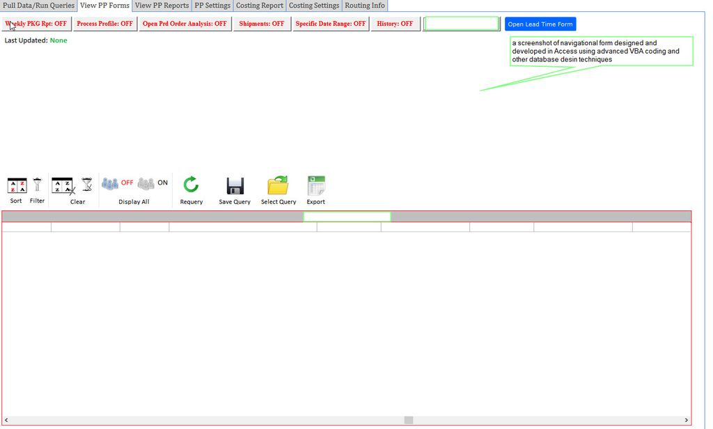 A sample of Access Database Form