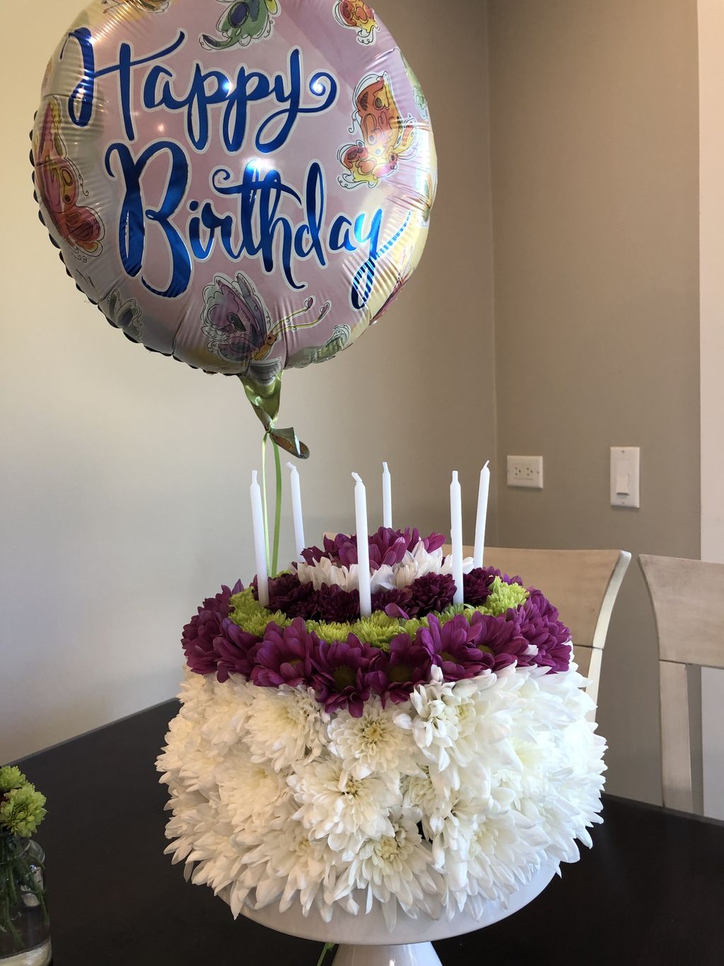 Birthday cake made with real flowers