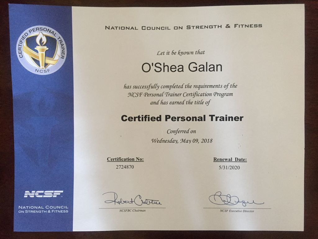 National Council on Strength & Fitness Certificati