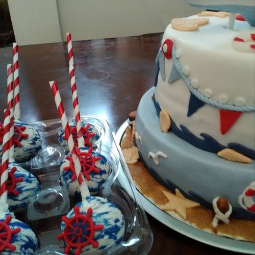 Nautical theme with handmade matching cake pops 
