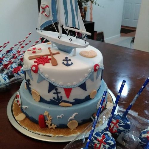 Nautical Theme with matching cake pops 