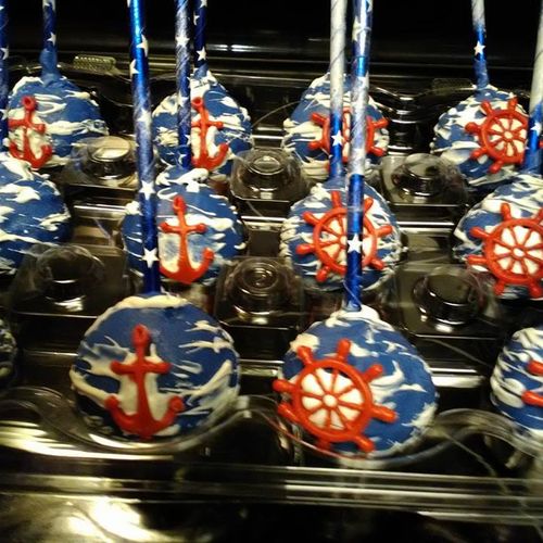 Nautical theme homemade cake pops 
