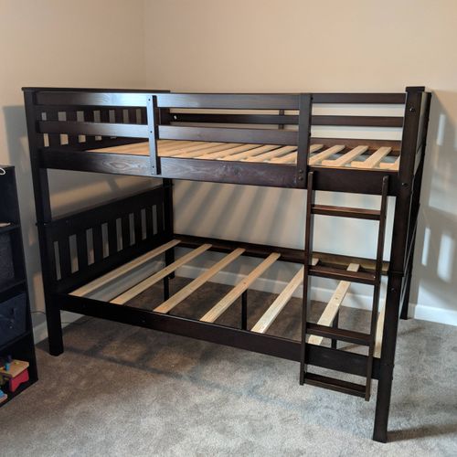 Assembled bunk beds. Safe yourself the time and he
