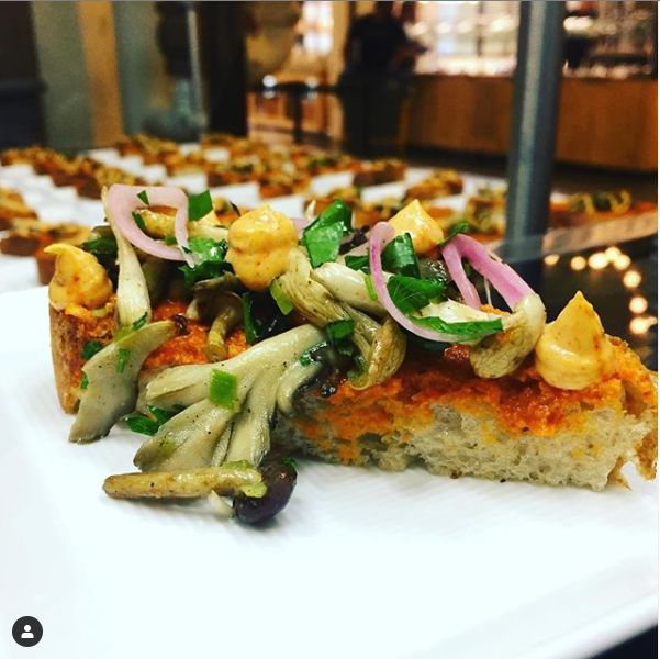 Homemade focaccia with wild mishrooms