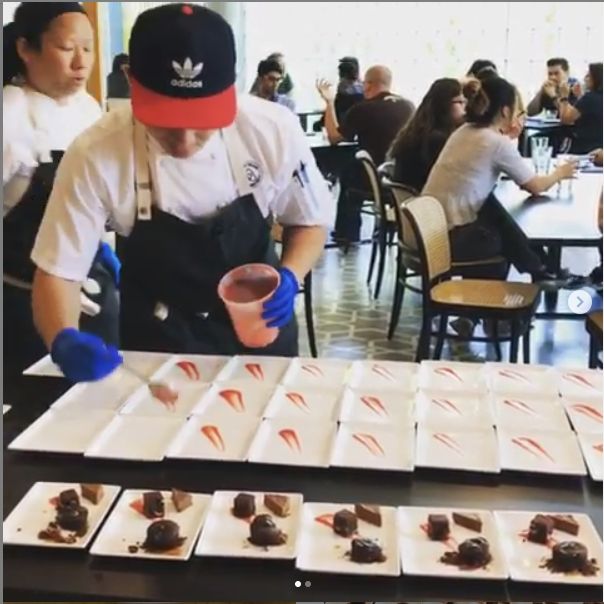 That’s me! Plating desserts