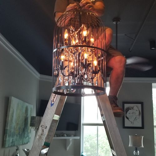 chandelier installation 