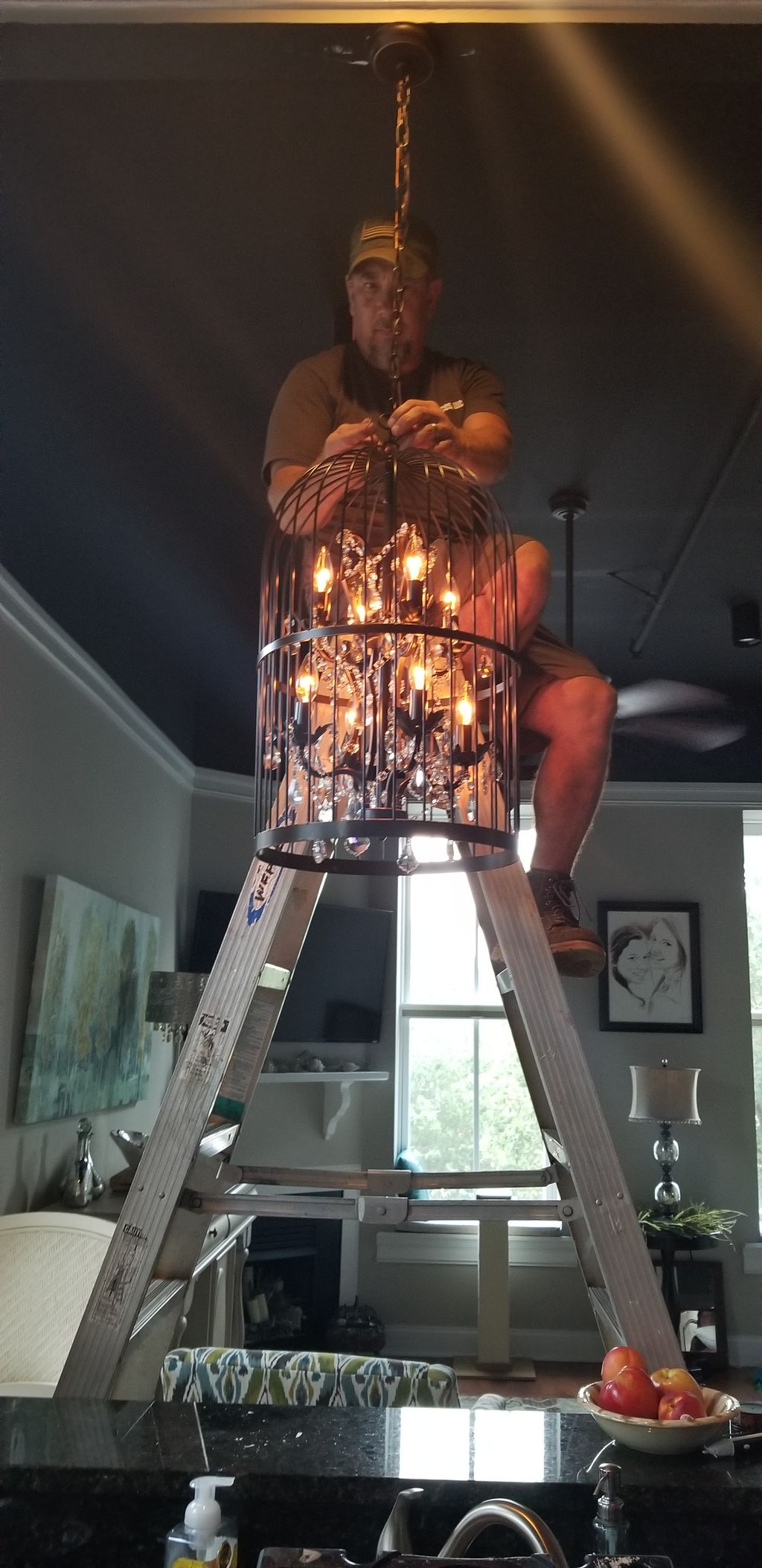 chandelier installation 