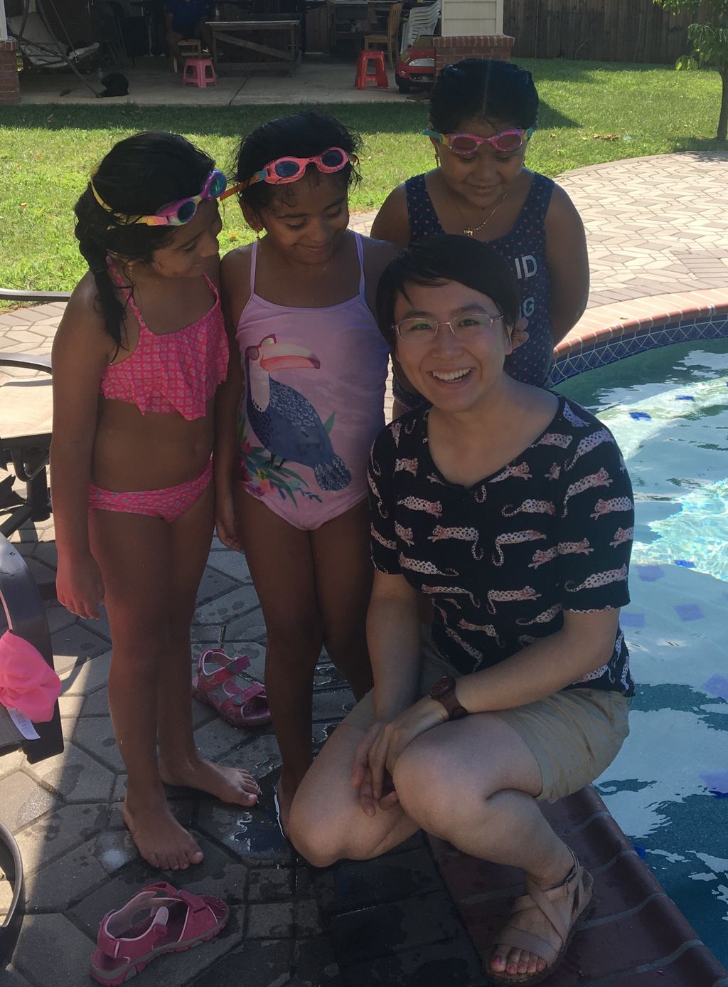 The swimming lesson with kids