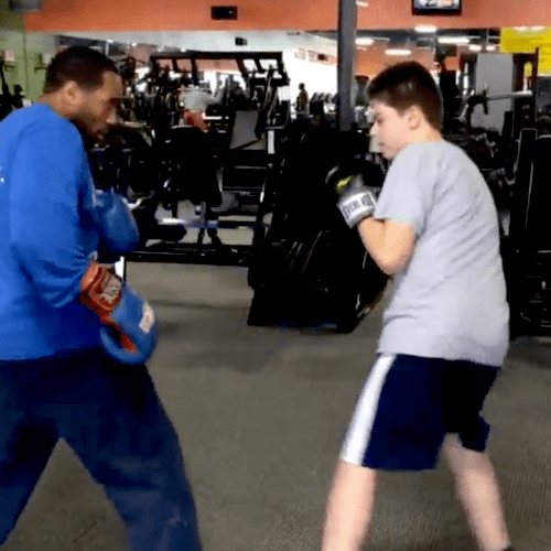 Cardio boxing with children.