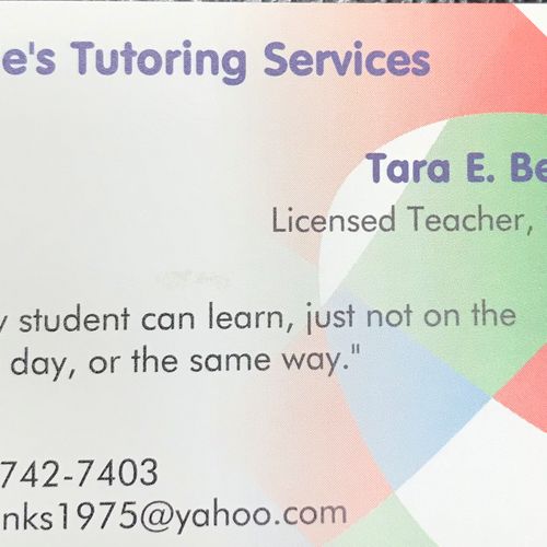 Contact me to schedule your tutoring sessions.