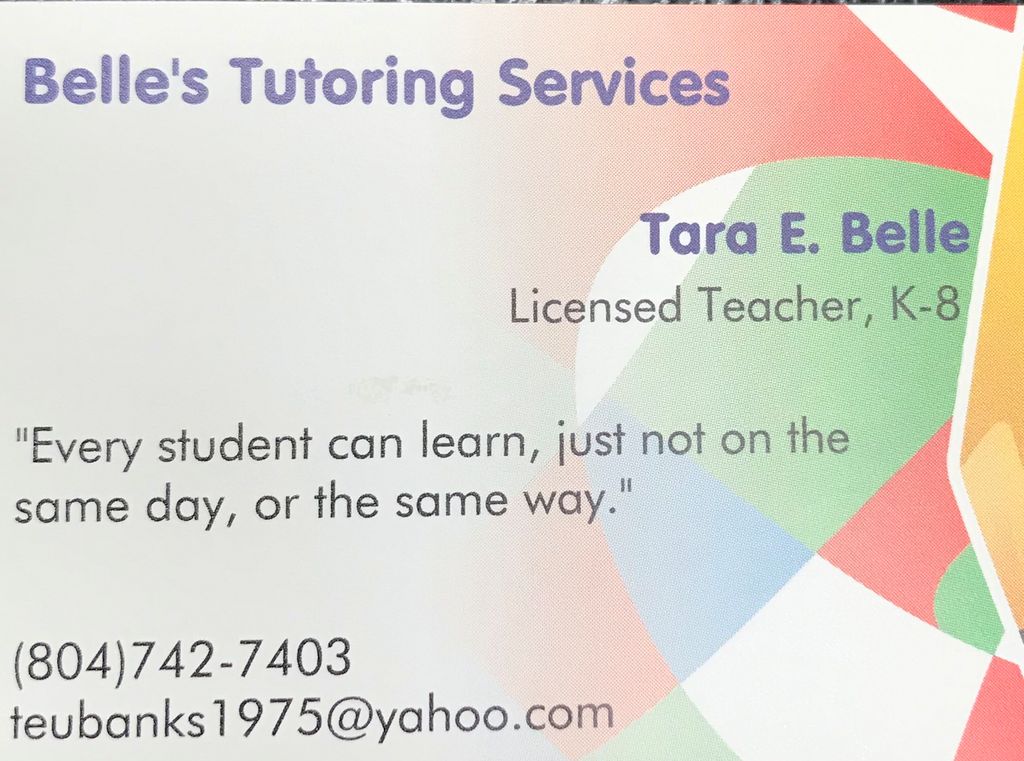 Contact me to schedule your tutoring sessions.