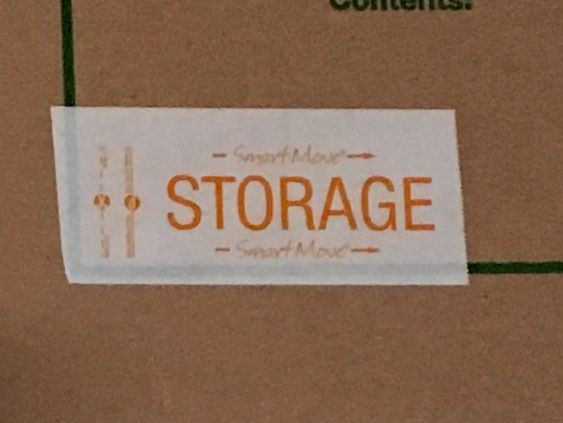 Example of label for box being moved to Storage