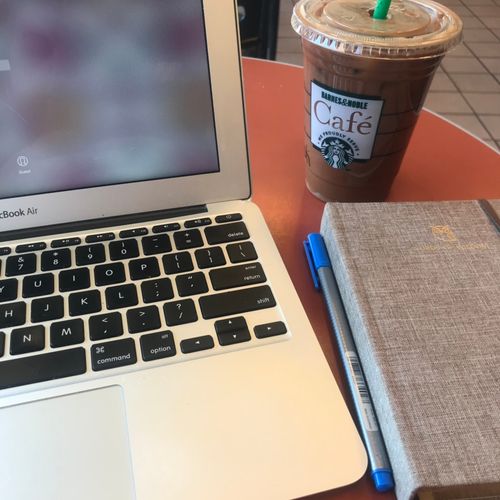 Laptop, mochas and a notebook keep me moving forwa