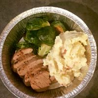 Pork Tenderloin with Garlic Mashed Potatoes and Br