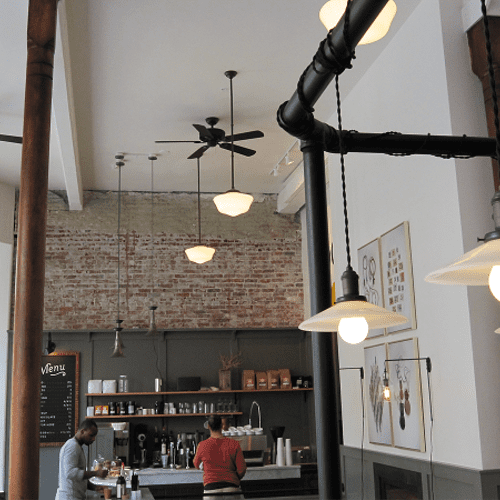Upgraded lighting fixtures in a downtown Portland 