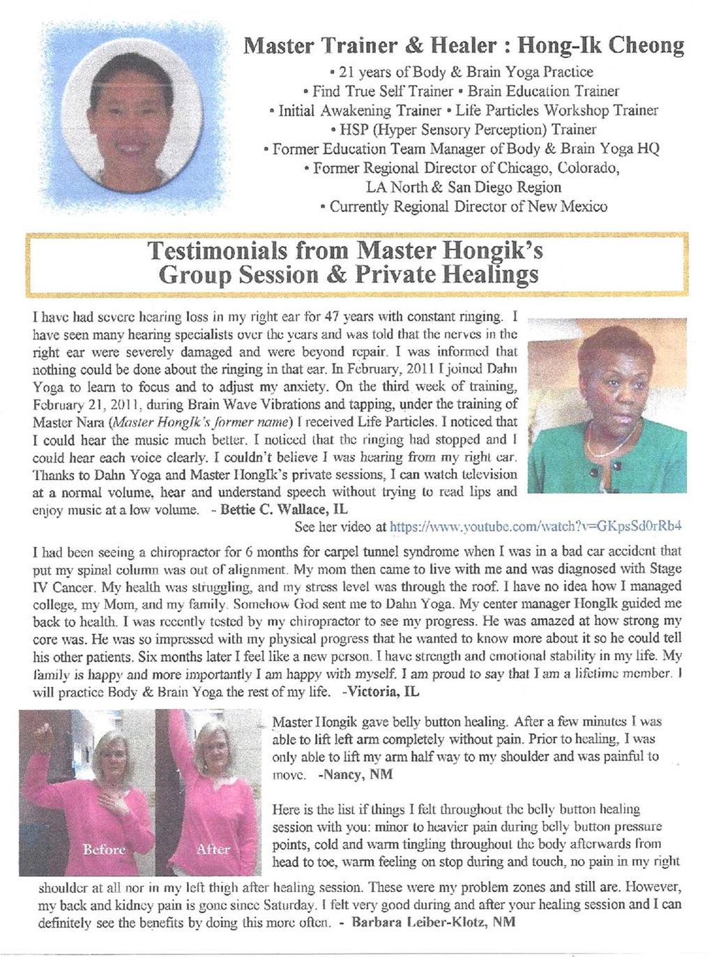 Testimonials from private sessions and classes