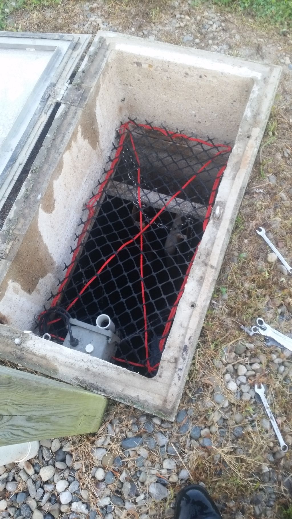 septic tank with pressure pump.